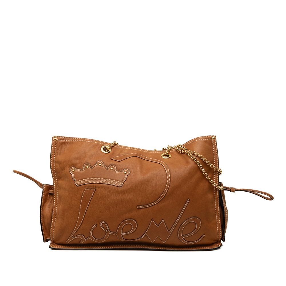 Pre-Loved LOEWE Leather Crown Logo Shopper Tote